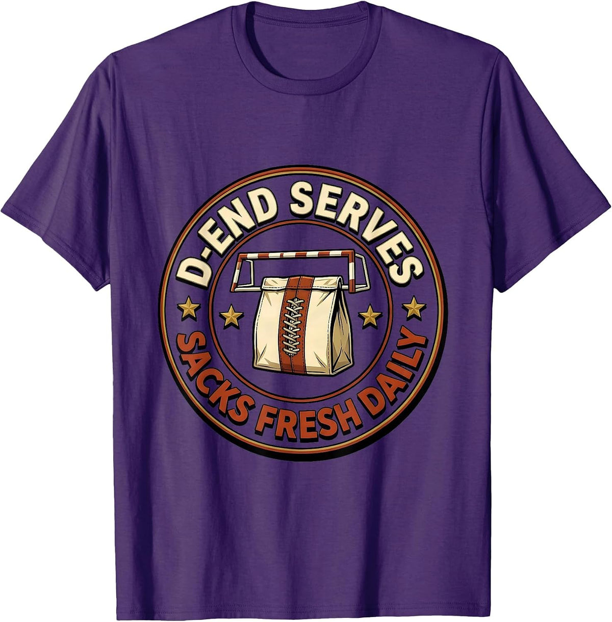 Men's D-End Serves Sacks Fresh Daily Funny Football Lineman T-Shirt - Purple