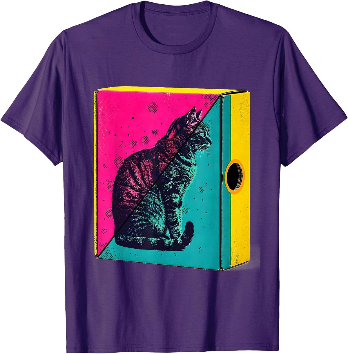 Men's Schrödinger Cat Box Quantum Physics Humor T-Shirt - Purple