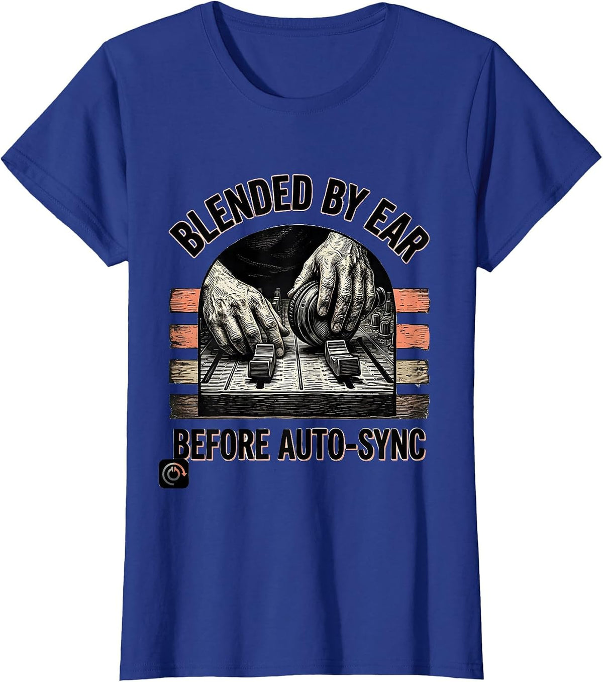 Women's Blended By Ear Before Auto-Sync Funny DJ Gift Vintage Retro T-Shirt - Royal Blue