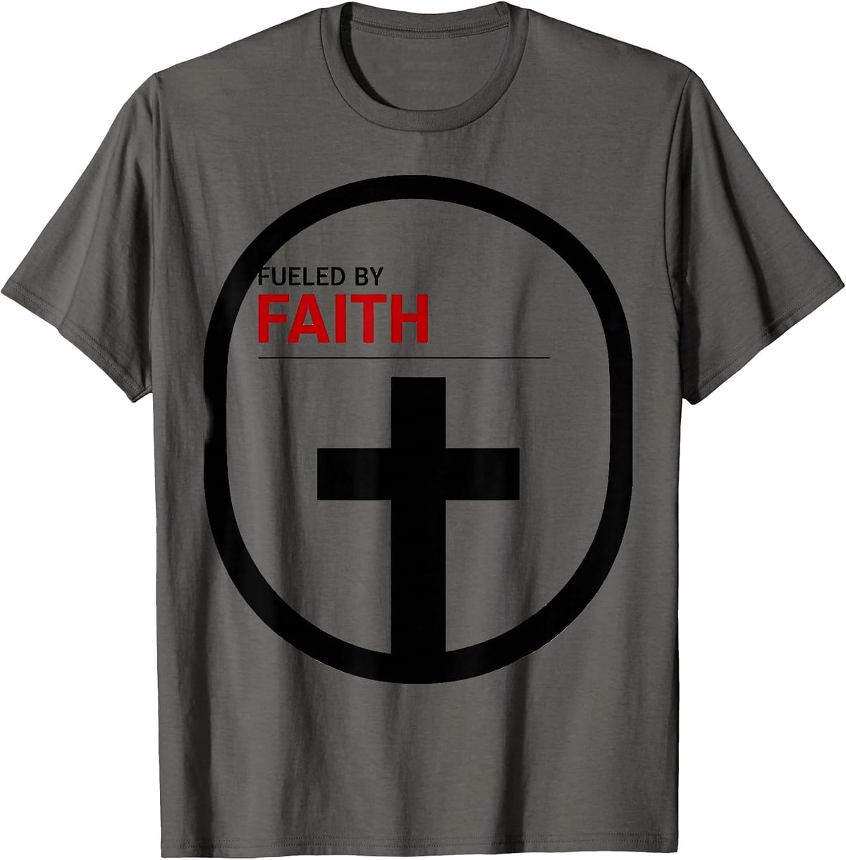 Fueled by Faith Faith Over Fear Design T-Shirt - Asphalt Grey