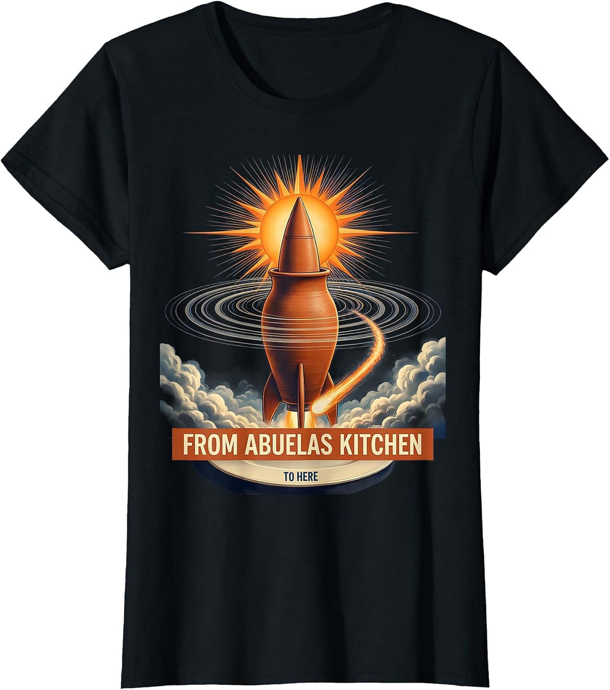 From Abuelas Kitchen To Here Mexican American Design T-Shirt - Black