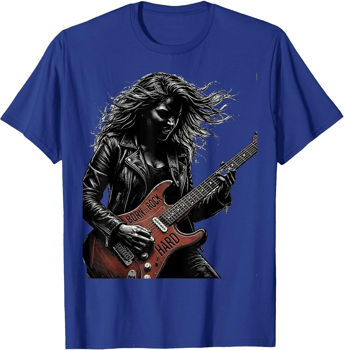 Born to Rock Hard Band Music Design T-Shirt - Royal Blue