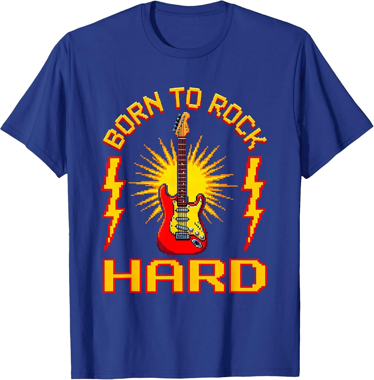 Men's Born to Rock Hard Vintage Rock Band Design T-Shirt - Royal Blue