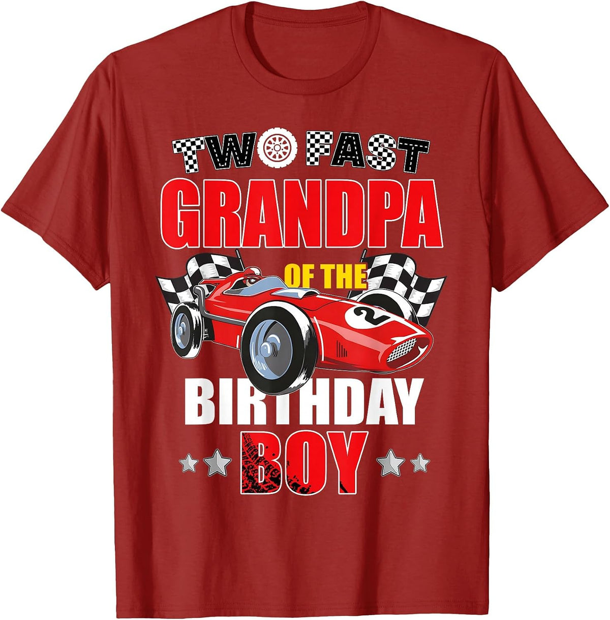 Grandpa of The Two Fast 2nd Birthday Boy Racing Car Family T-Shirt, Men, Cranberry Red, XX-Large - As Pictured
