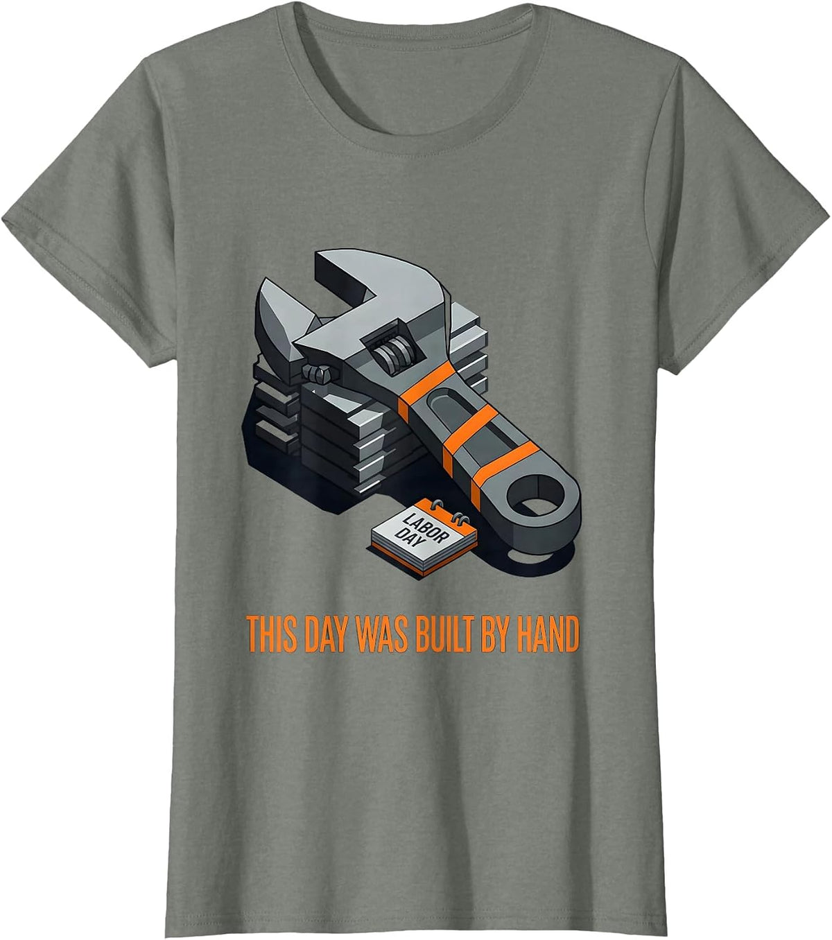 This Day Was Built By Hand Funny Blue Collar Labor Day T-Shirt - Olive Heather