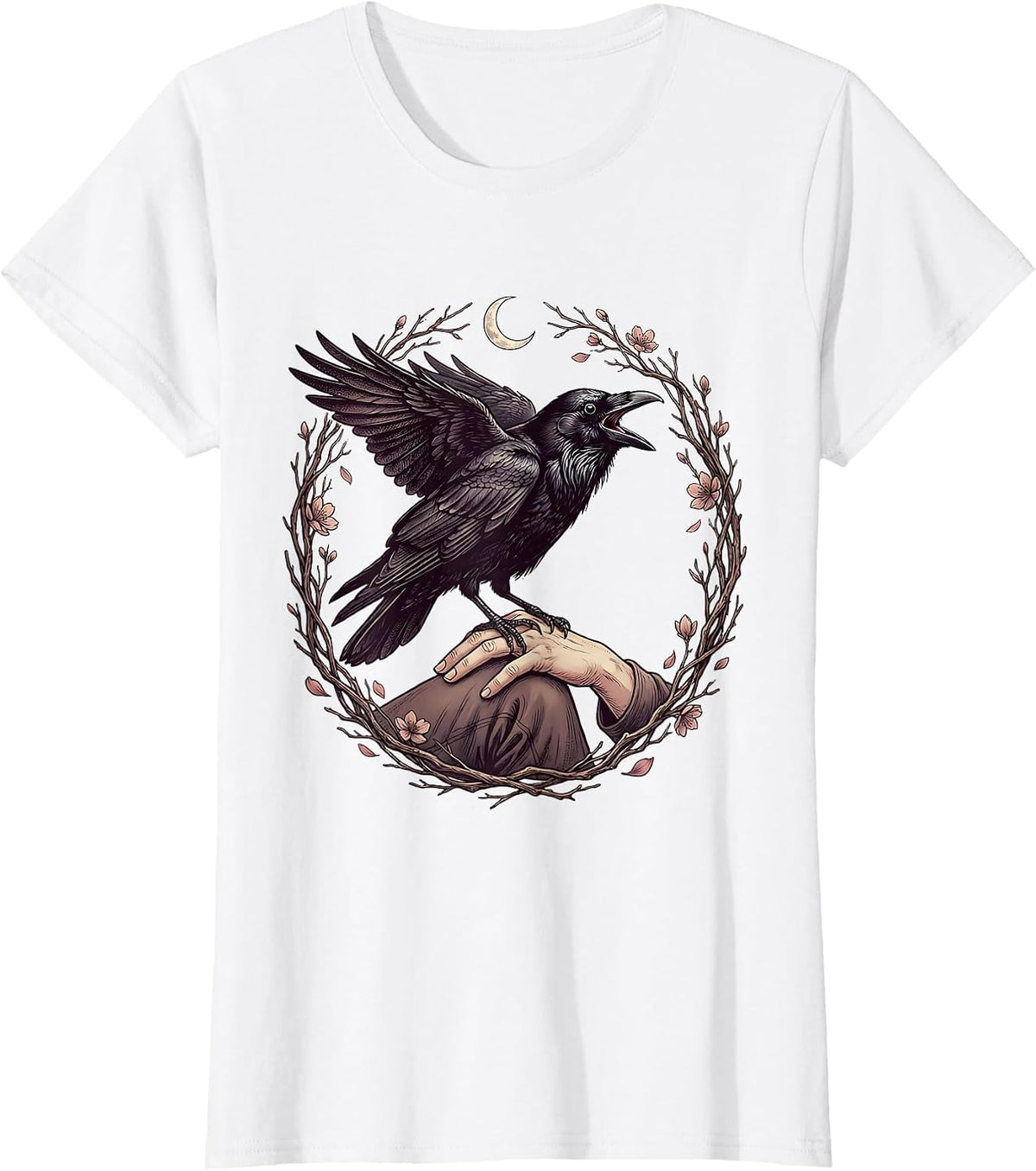 Crow Mid-Caw on a Knee With Folded Hands T-Shirt - White