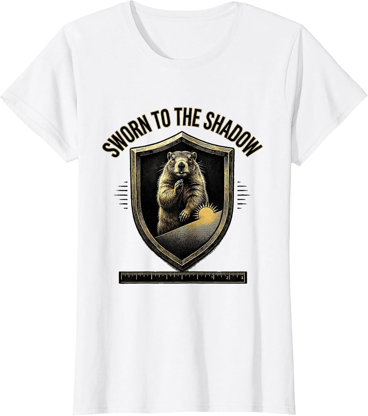 Women's SWORN TO THE SHADOW Funny Groundhog Day Woodchuck Humor T-Shirt - White
