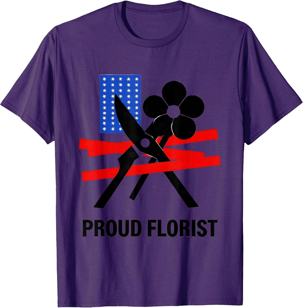 Men's Proud Florist Bauhaus Modernist American Flag Occupation T-Shirt - Purple