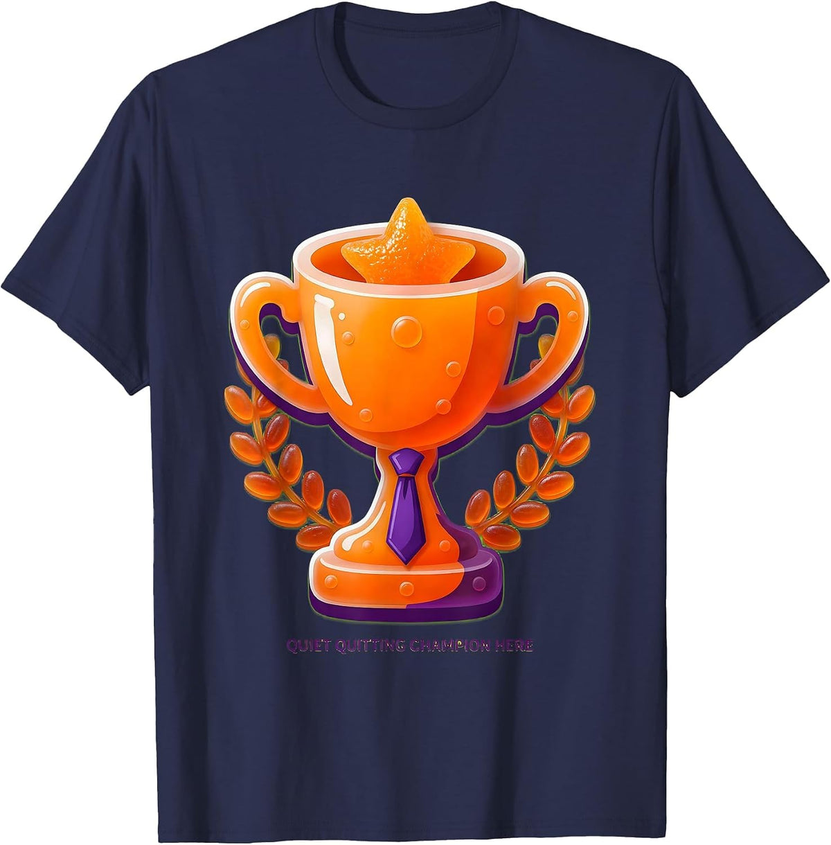 Men's Quiet Quitting Champion Funny Work Humor Design T-Shirt - Navy Blue