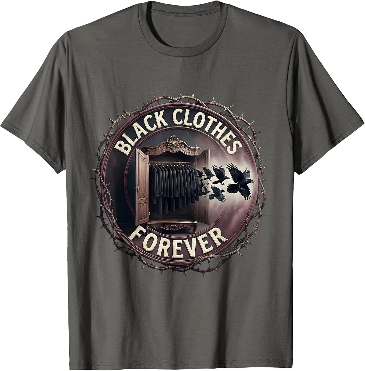 Black Clothes Forever Gothic Dark Aesthetic Design T-Shirt - Asphalt Grey