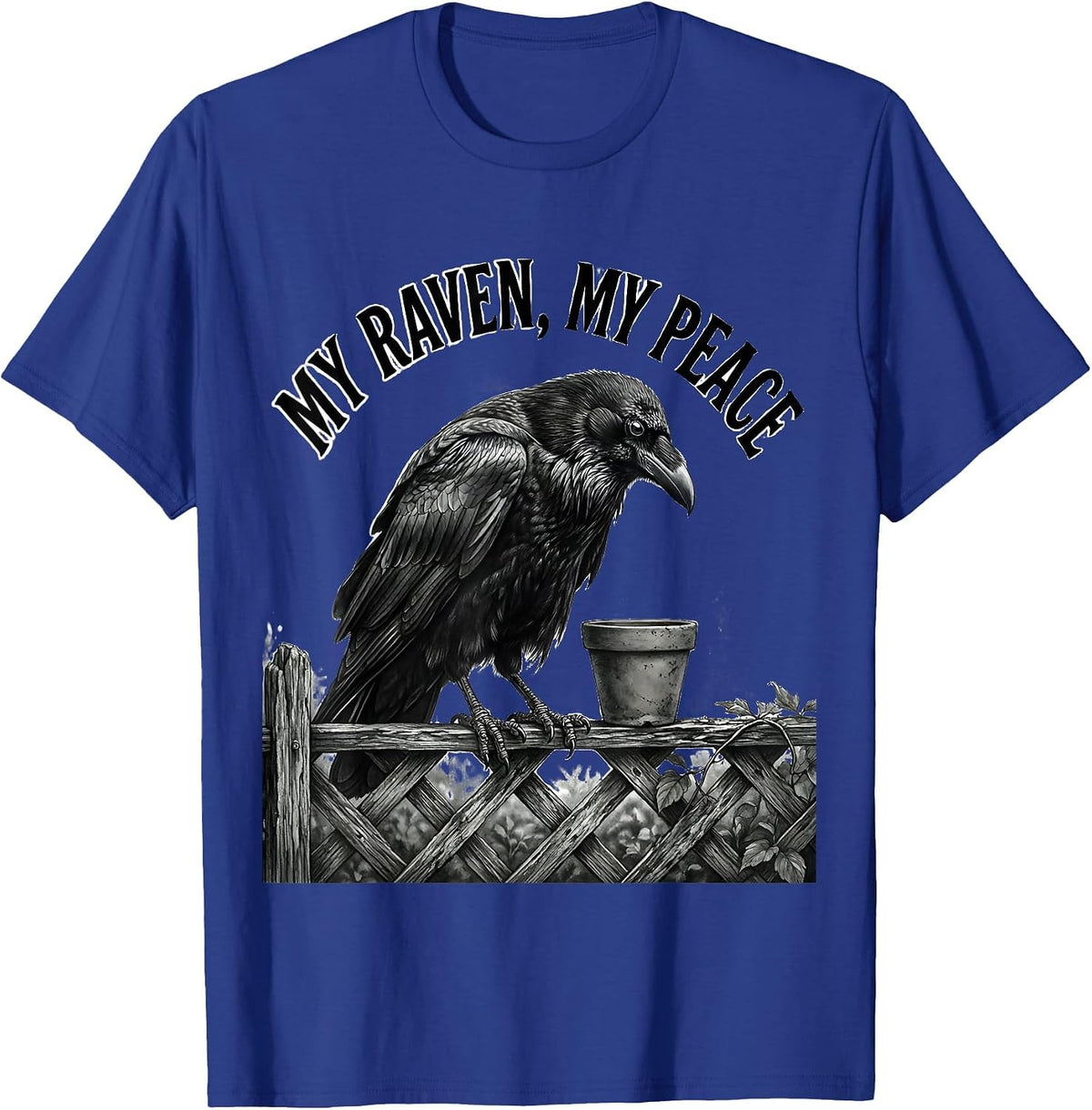 Men's My Raven My Peace Gothic Crow Humor Dark Humor Bird Lover T-Shirt - Royal Blue