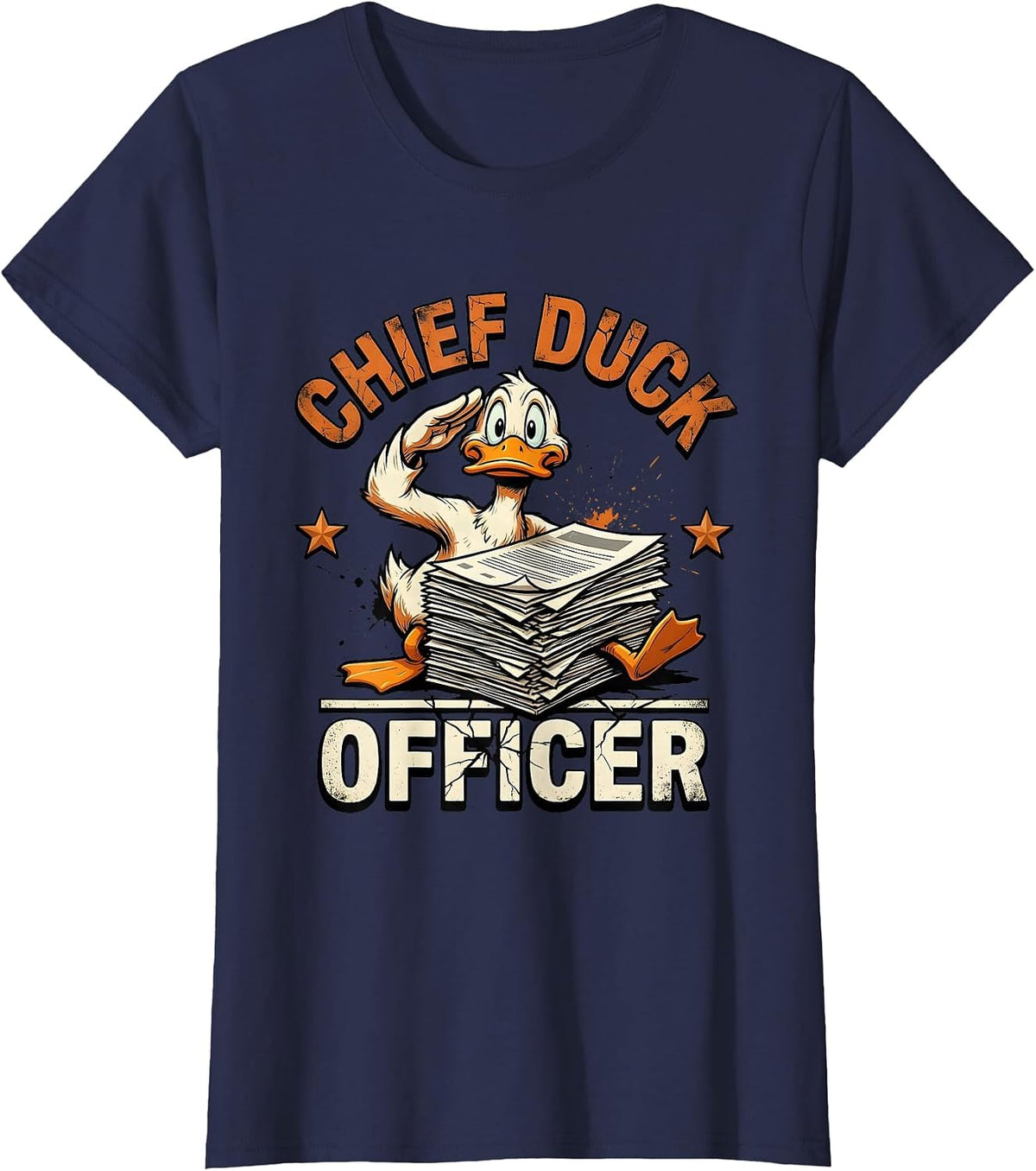 Women's Chief Duck Officer Funny Duck Novelty Gift T-Shirt - Navy Blue