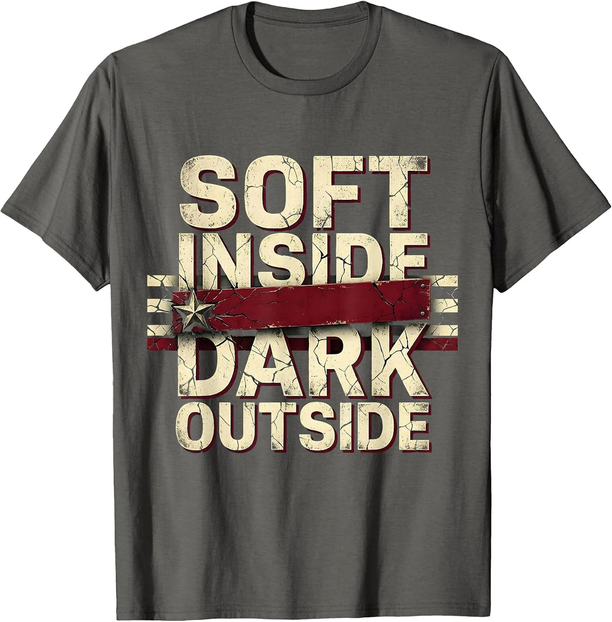 Soft Inside Dark Outside Goth Aesthetic Design T-Shirt - Asphalt Grey