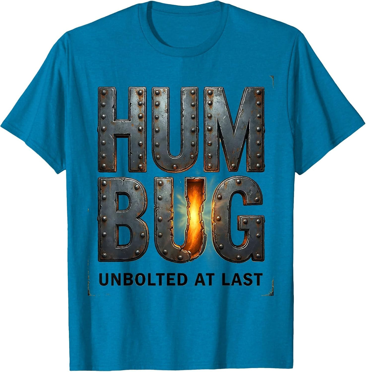 Humbug, Unbolted at Last Vintage Scrooge Christmas Carol T-Shirt - Sapphire Blue