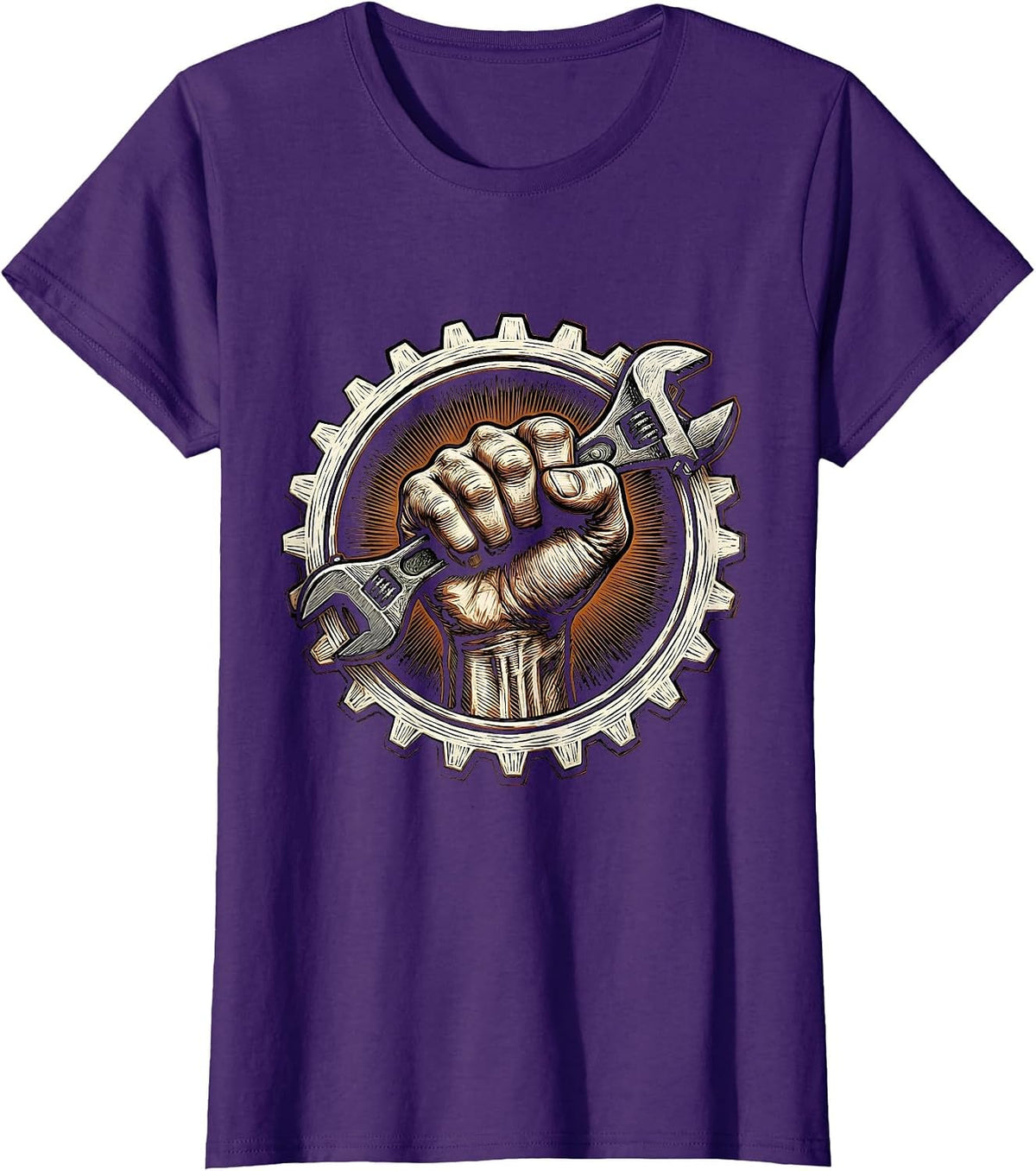 Women's Mechanic Fist Torque Wrench Graphic Design T-Shirt - Purple