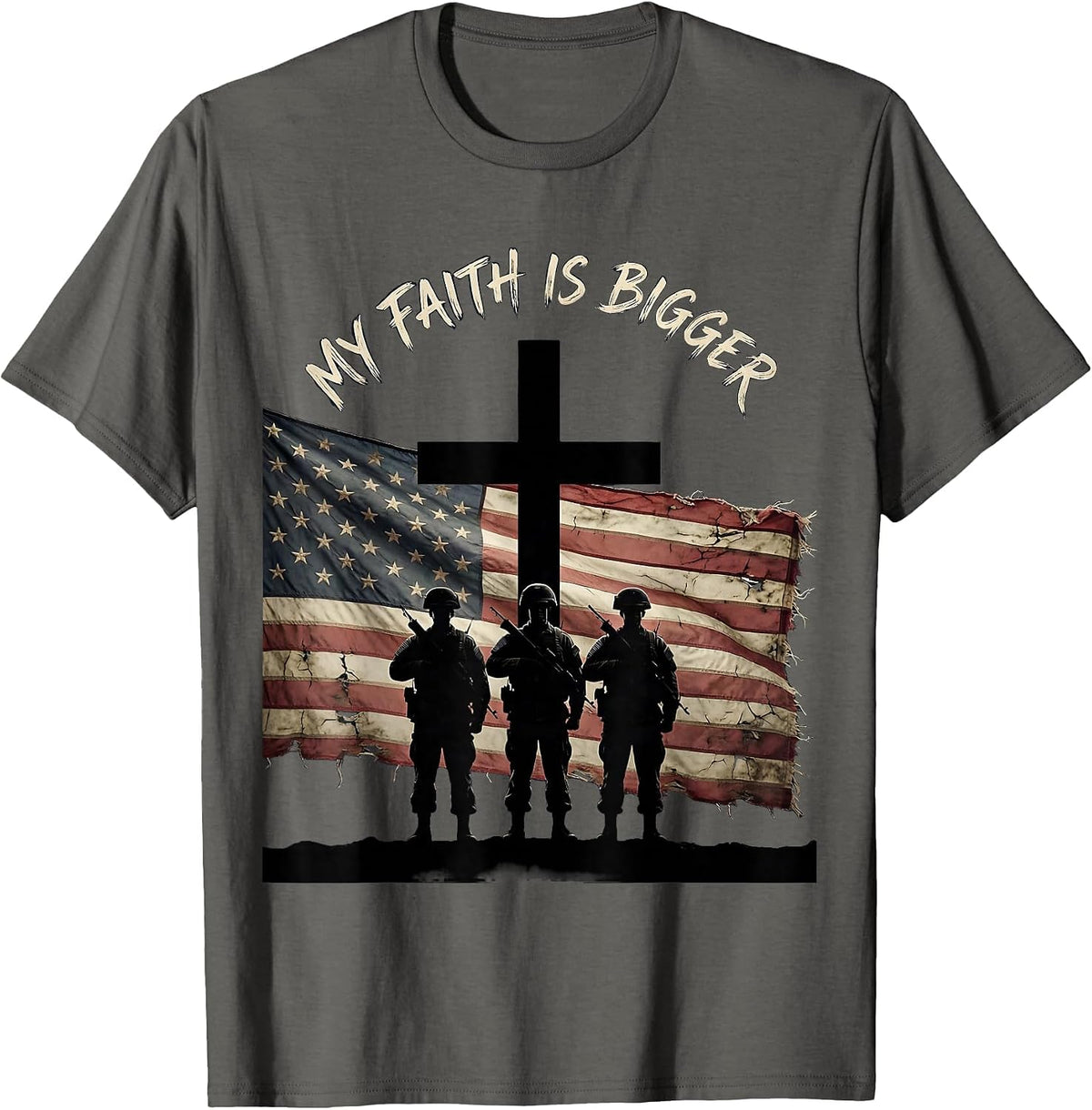 My Faith Is Bigger Faith Over Fear Design T-Shirt - Asphalt Grey