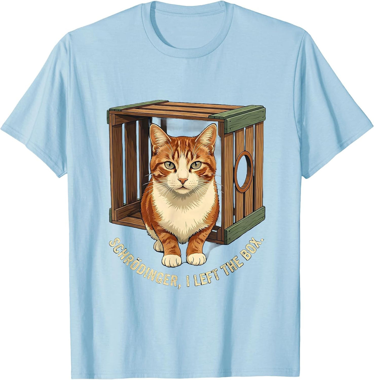 Schrödinger, I Left the Box Vintage Quantum Physics Humor T-Shirt - Baby Blue