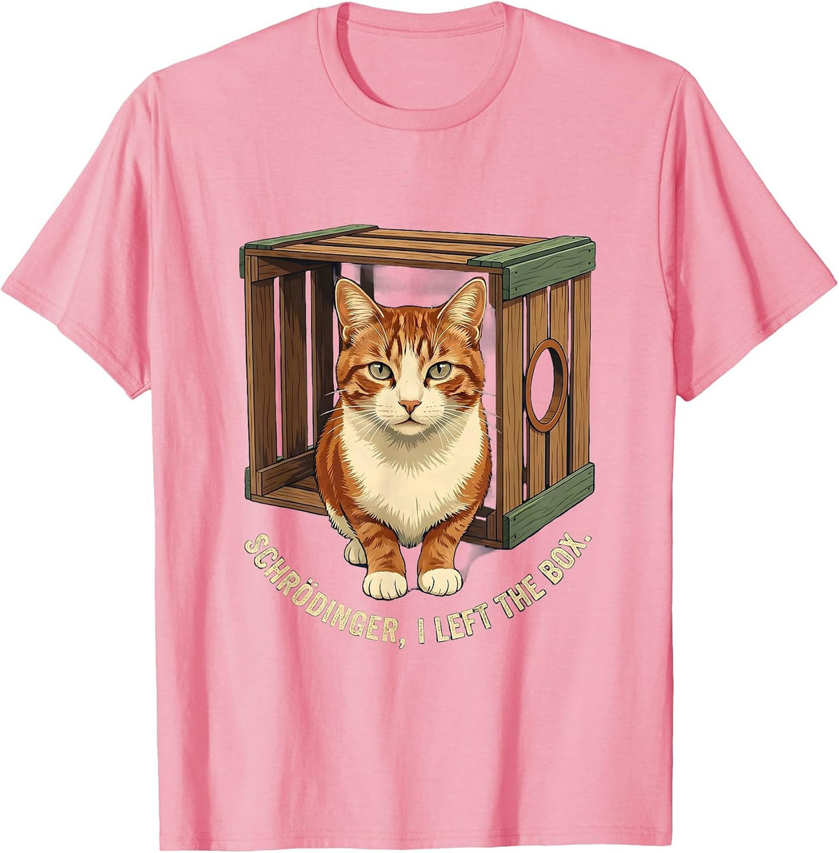 Schrödinger, I Left the Box Vintage Quantum Physics Humor T-Shirt - Pink