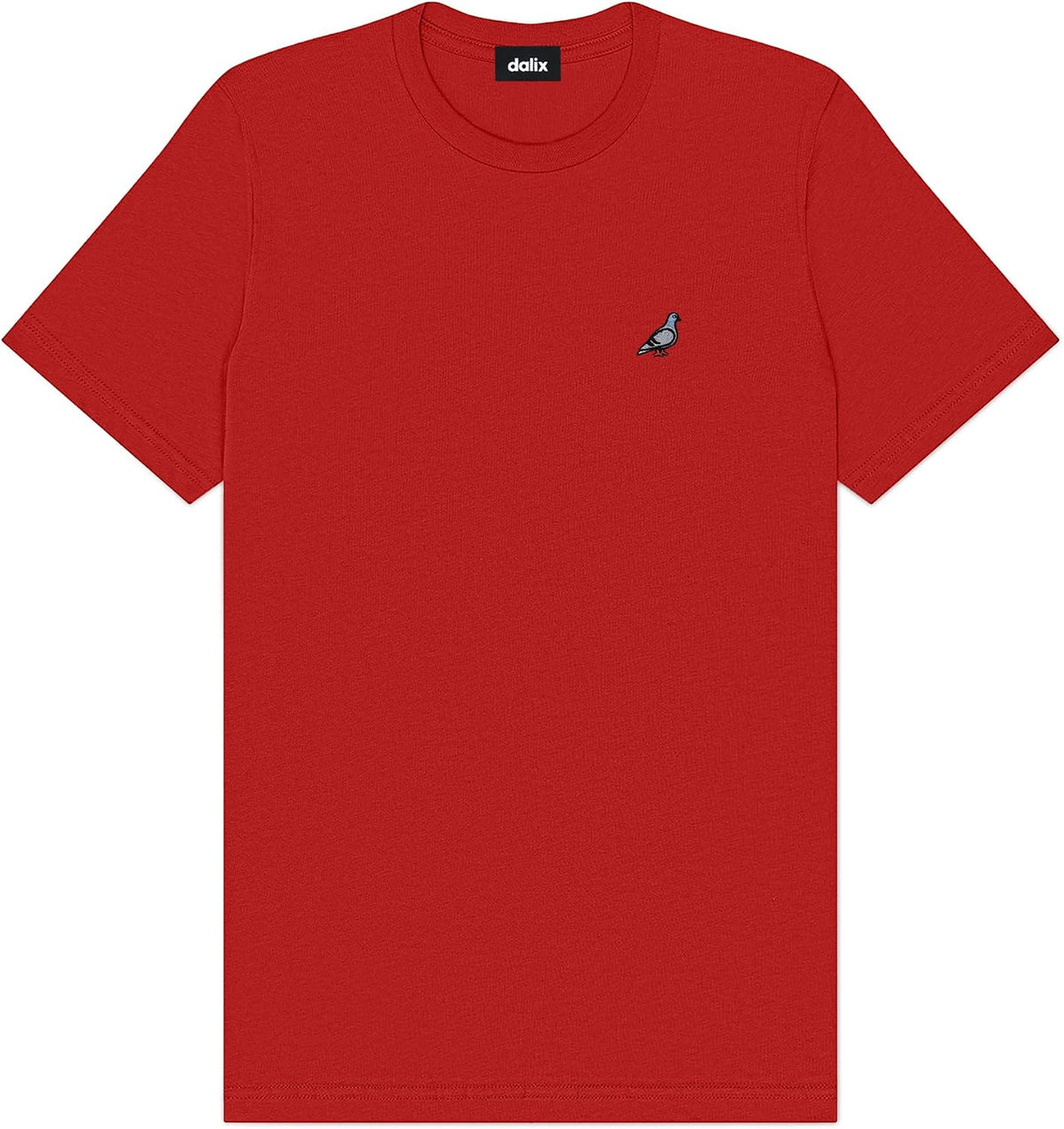 DALIX Pigeon Embroidered Cotton Tee Lightweight Jersey Mens - Red