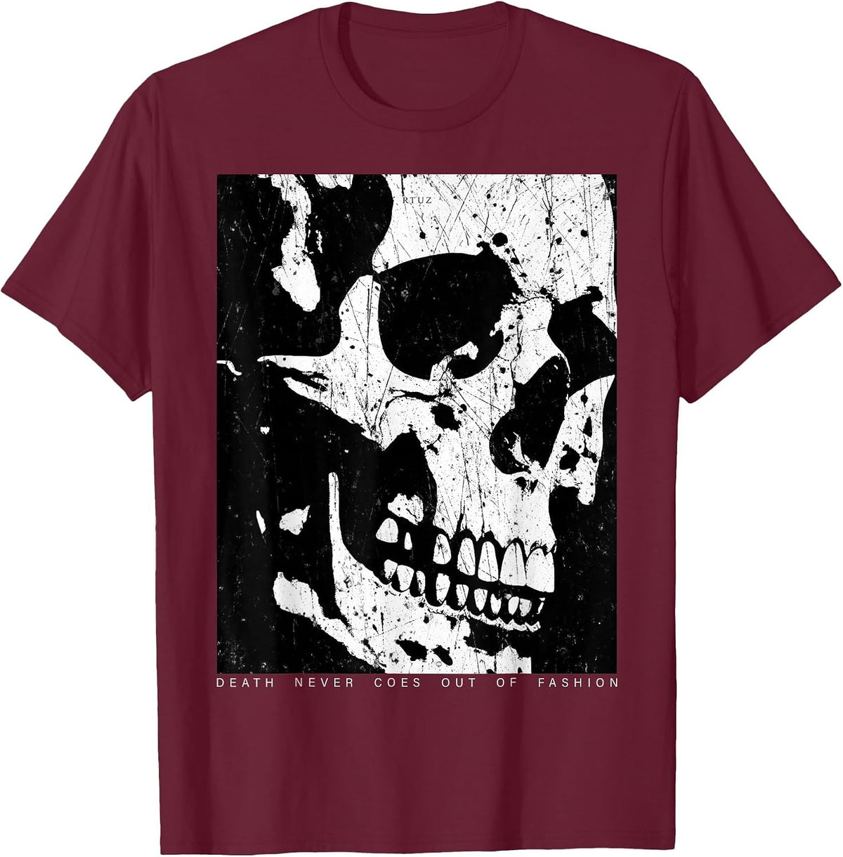 Aesthetic Clothes Vintage Streetwear Fashion Women Men Skull T-Shirt - Burgundy