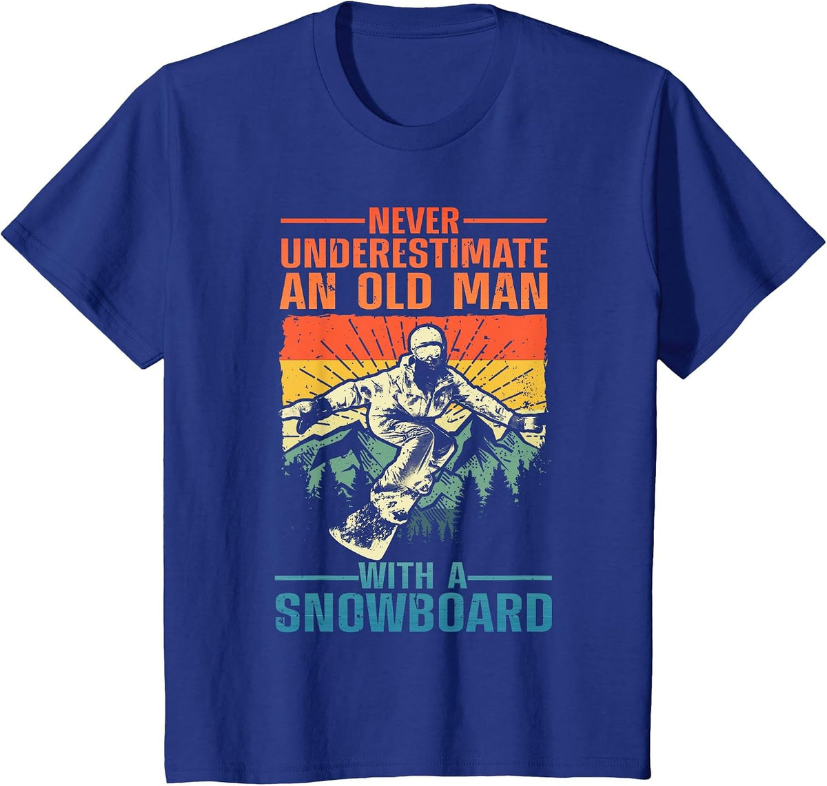 Cool Snowboarding Art for Men Grandpa Dad Winter Snowboarder T-Shirt - Royal Blue