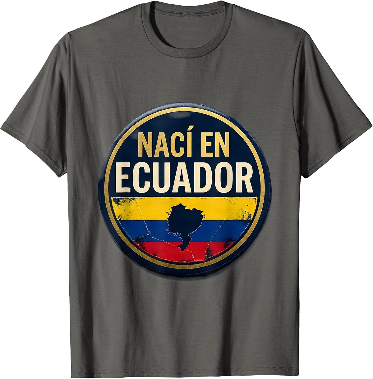 Nací en Ecuador Emblem Hispanic Heritage Month Ecuador Pride T-Shirt - Asphalt Grey