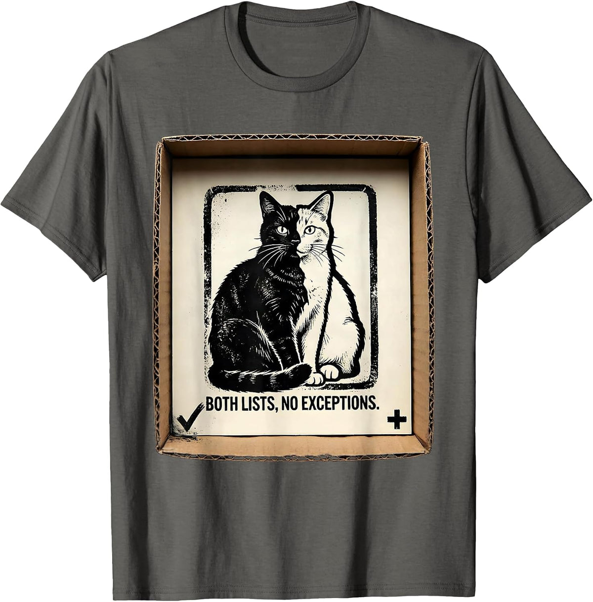 Men's Both Lists No Exceptions Funny Quantum Physics Cat Owner T-Shirt - Asphalt Grey