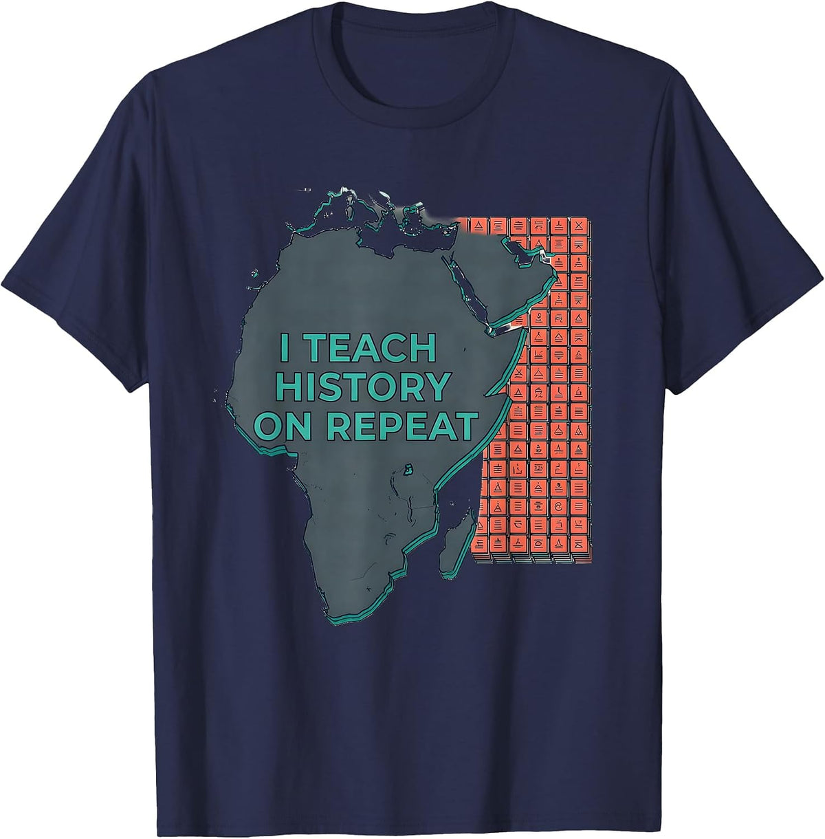 I Teach History On Repeat Funny History Teacher Gift T-Shirt, Men, Navy Blue, Large - As Pictured