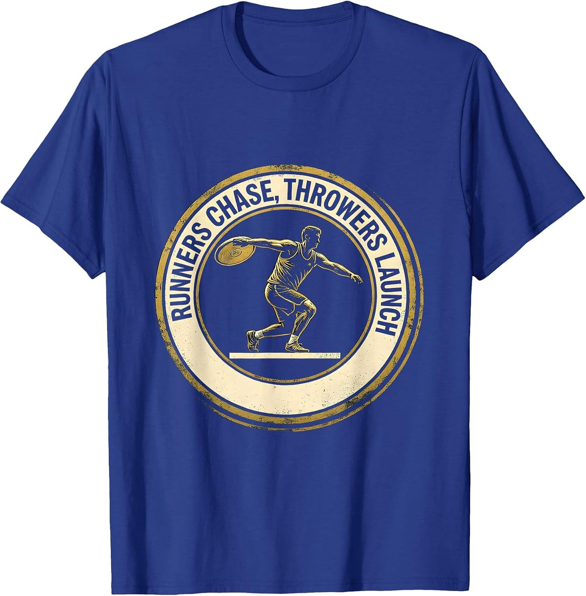 Runners Chase Throwers Launch Defiant Track And Field T-Shirt - Royal Blue