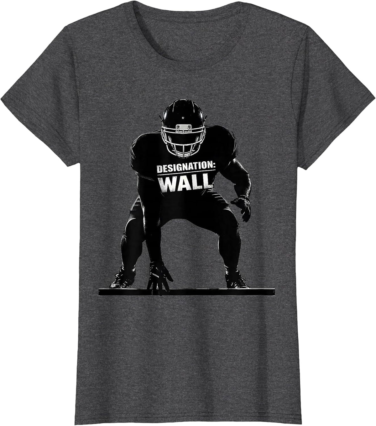 Women's Designation Wall Funny Football Lineman Tribute T-Shirt - Dark Heather Grey