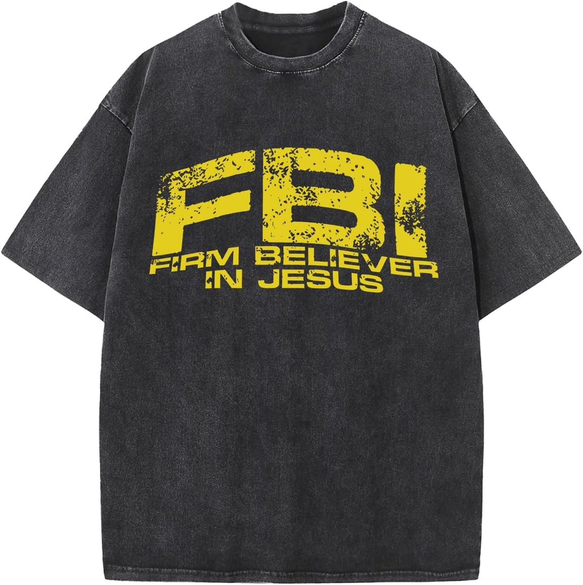 Men's Oversized Christian Top Wash Heavyweight Cotton Jesus Graphic Tee Retro Religious Streetwear Short Sleeve Top -