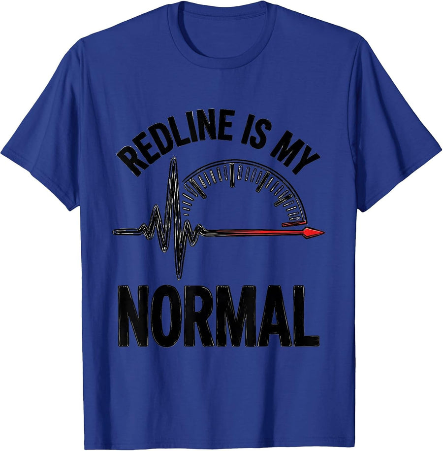 Redline Is My Normal Funny Car Guy Auto Mechanic Speedometer T-Shirt - Royal Blue