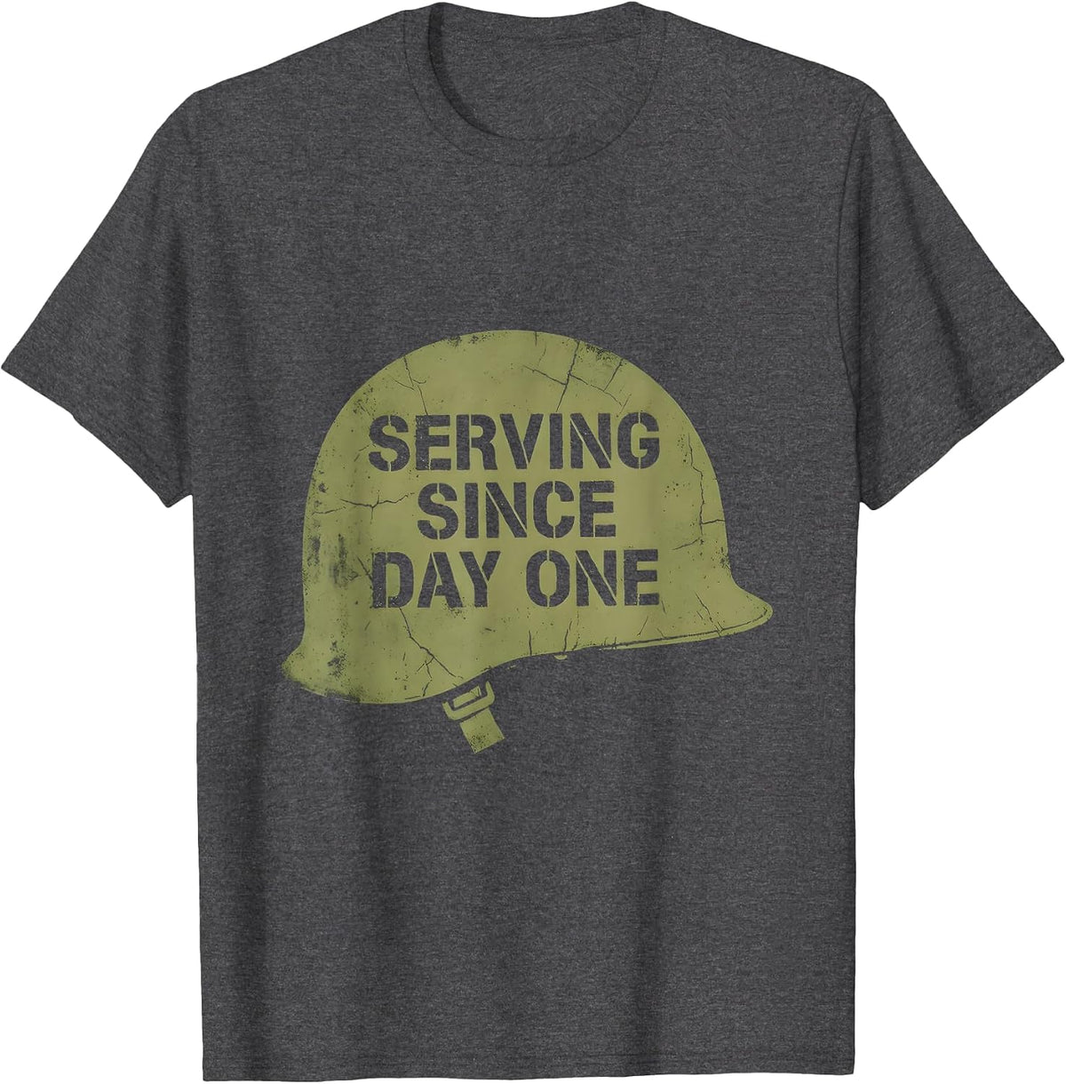 Army Serving Since Day One Military Design T-Shirt - Dark Heather Grey