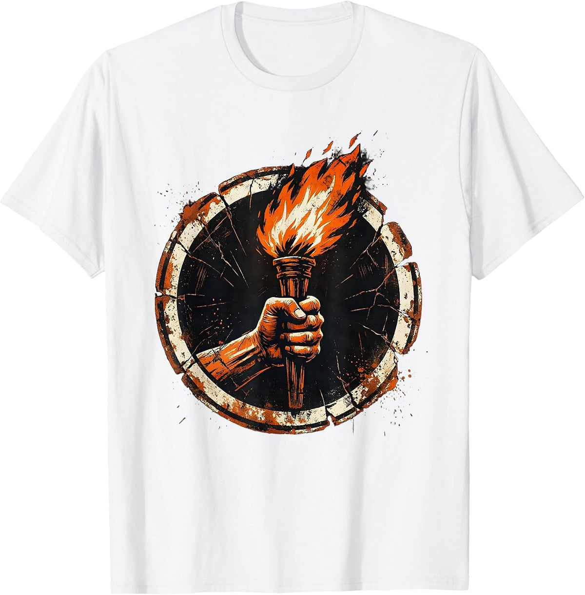 Men's Faith Over Fear Torch Bearer Graphic Design T-Shirt - White