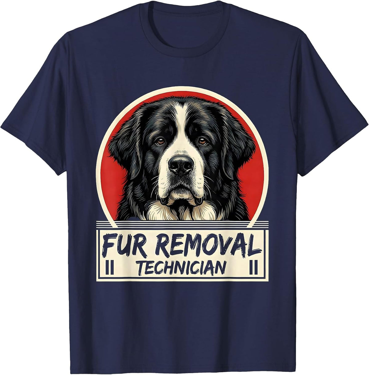 Men's Fur Removal Technician Funny Great Pyrenees Dog Owner Humor T-Shirt - Navy Blue
