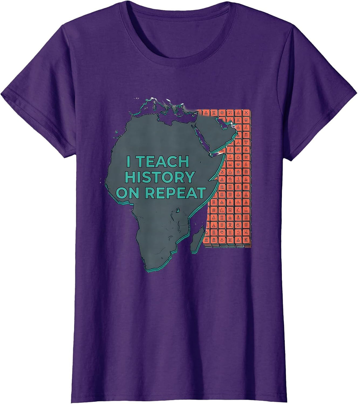I Teach History On Repeat Funny History Teacher Gift T-Shirt, Women, Purple, Small - As Pictured