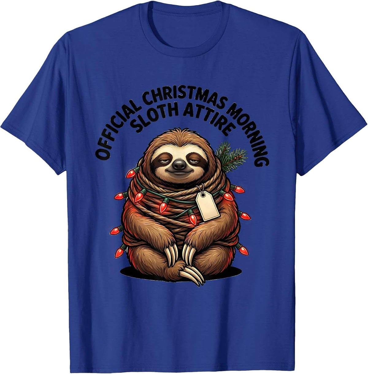 Men's Official Christmas Morning Sloth Attire Funny Sloth Lover T-Shirt - Royal Blue