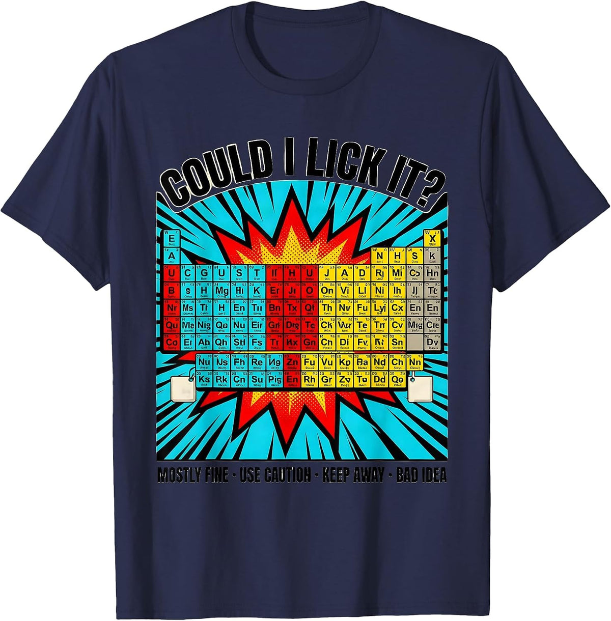 Men's Could I Lick It Periodic Table Science Humor Teacher Gift T-Shirt - Navy Blue