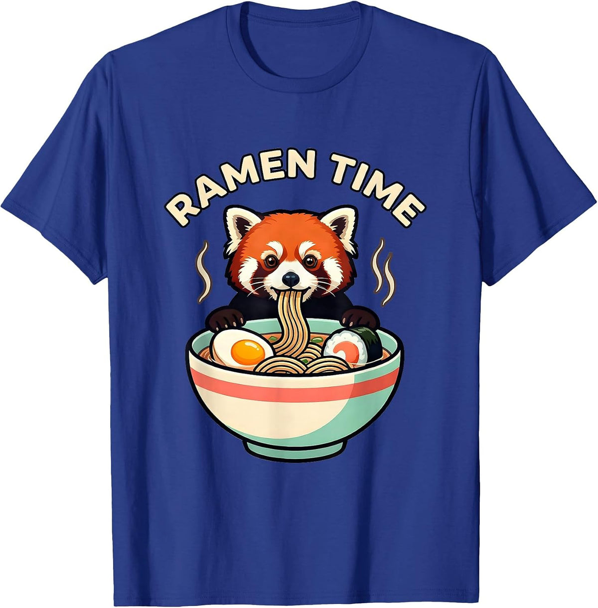 Men's Ramen Time Cute Kawaii Red Panda Eating Ramen Animal Lover T-Shirt - Royal Blue