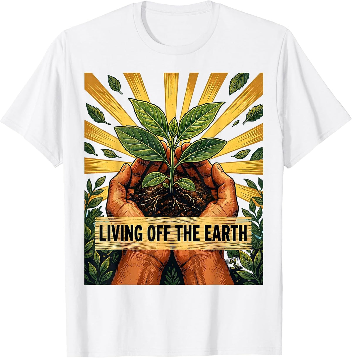 Men's Living Off The Earth Hippie Nature Design T-Shirt - White