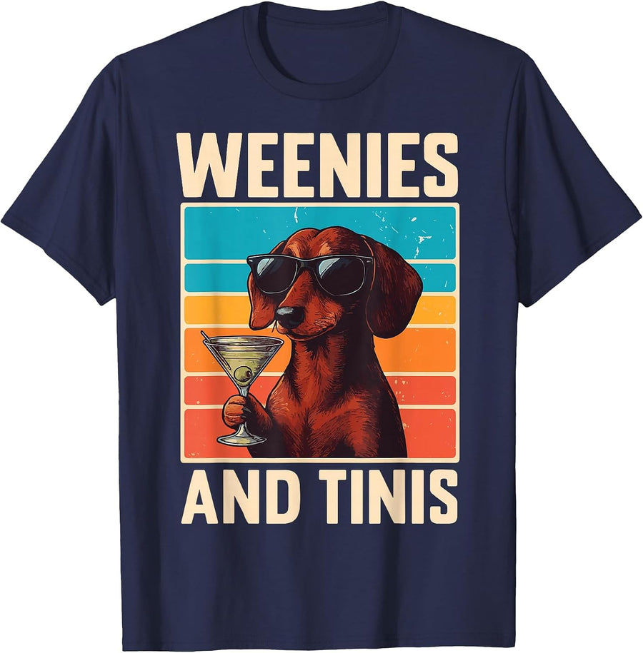 Weenies and Tinis Dachshund T-Shirt - Navy Blue