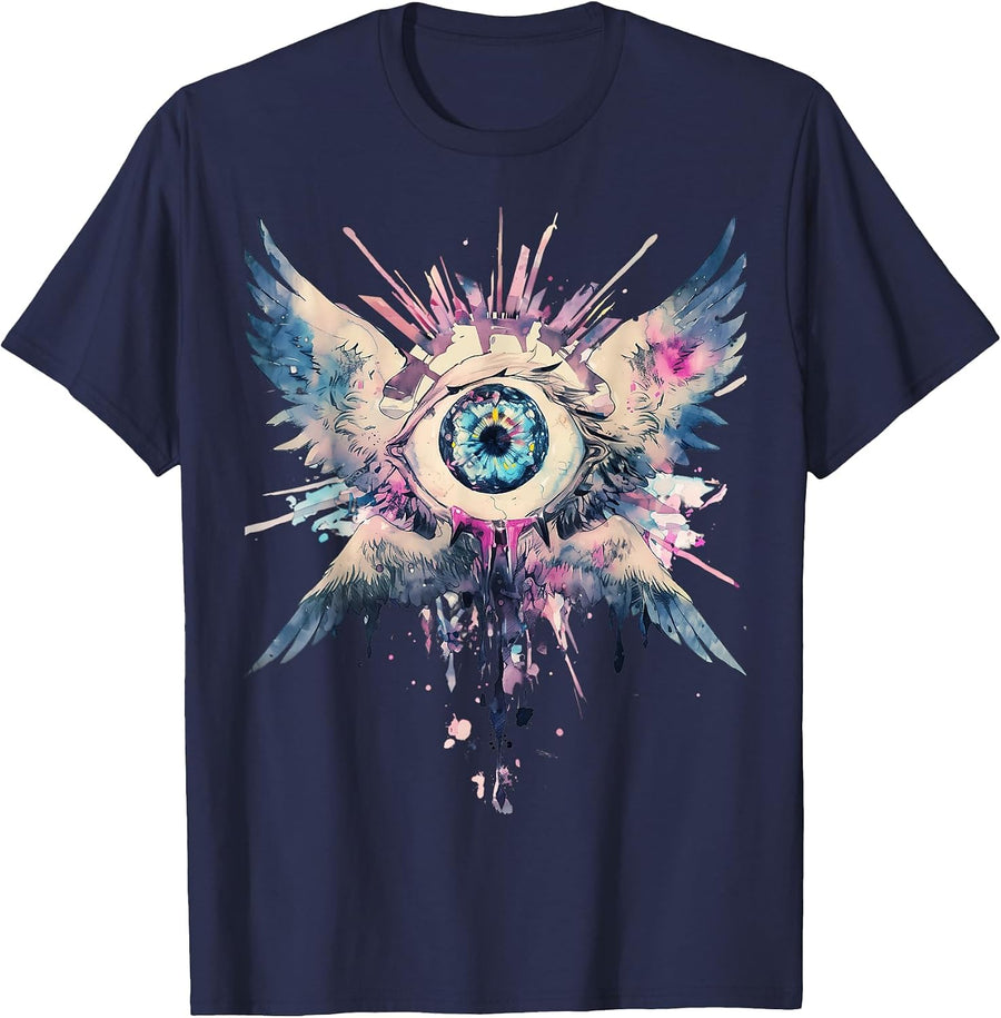 Biblically Accurate Angel Seraphim Ophanim Pastel Goth T-Shirt - Navy Blue