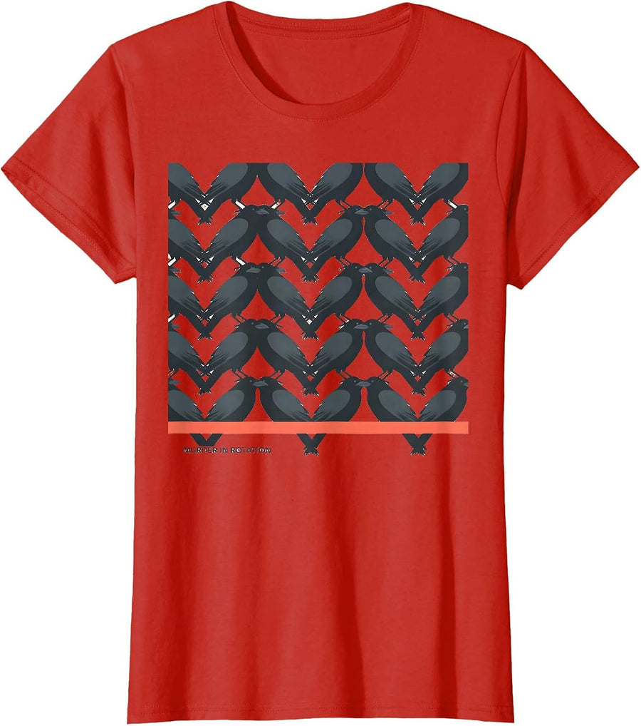 Women's Murder In Rotation Dark Humor Crow Raven Bird Lover Gift T-Shirt - Red