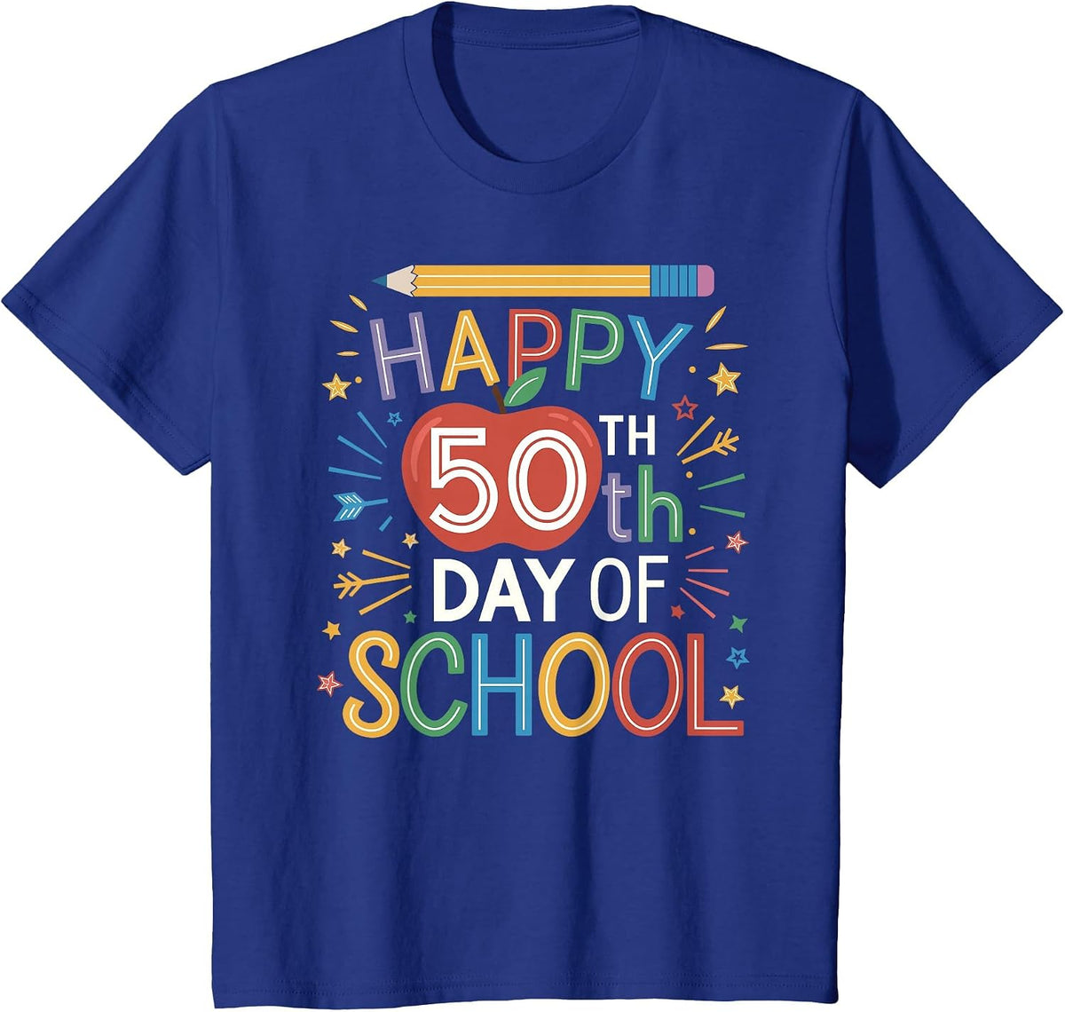 Happy 50th Day of School T-Shirt - Royal Blue