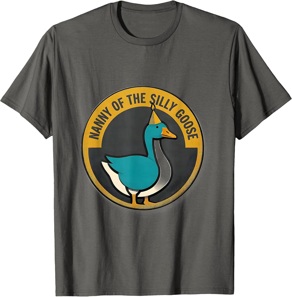 Nanny of the Silly Goose Midcentury Modern 1st Birthday T-Shirt - Asphalt Grey