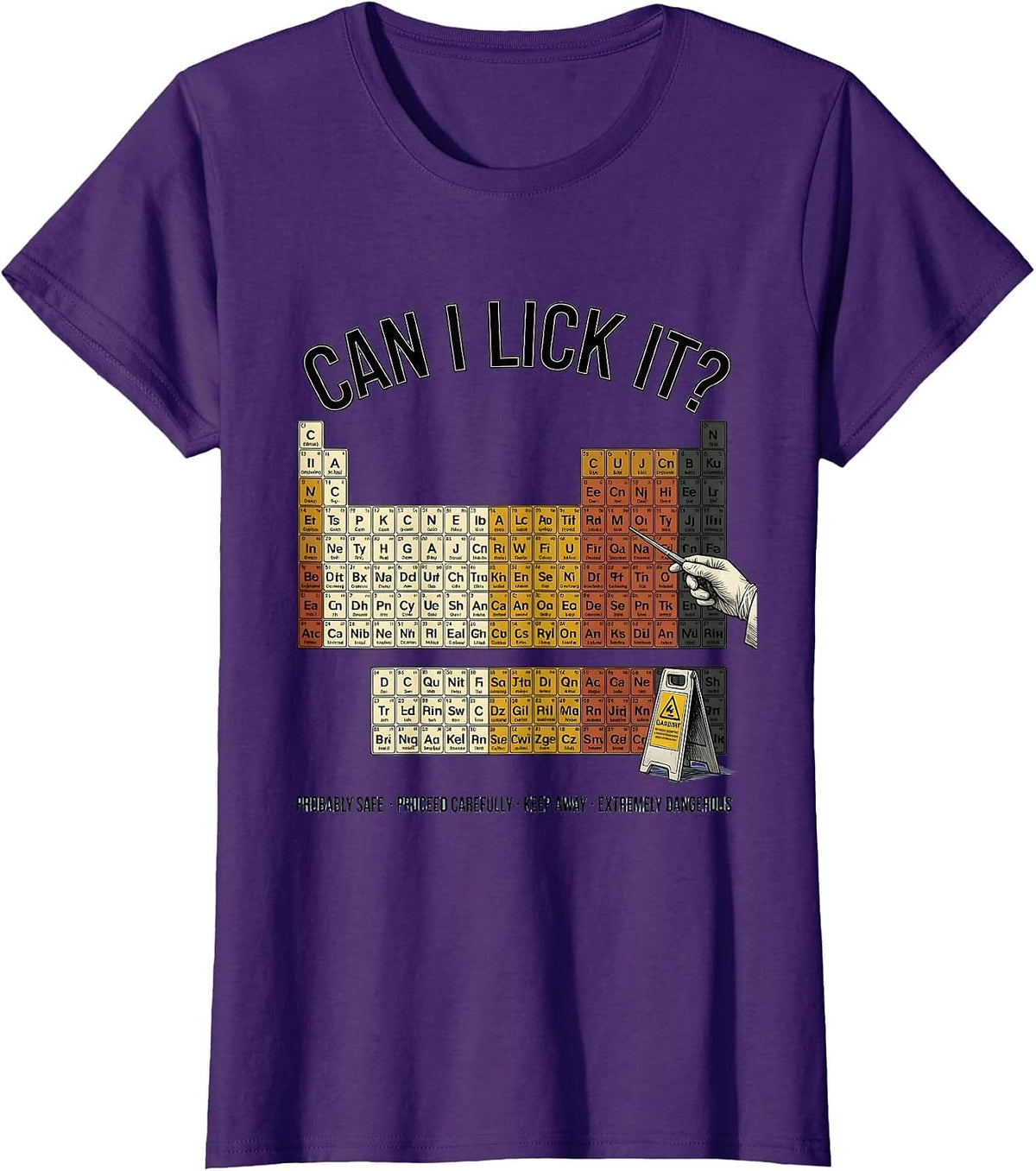 Women's Can I Lick It Periodic Table Funny Science Teacher Gift T-Shirt - Purple