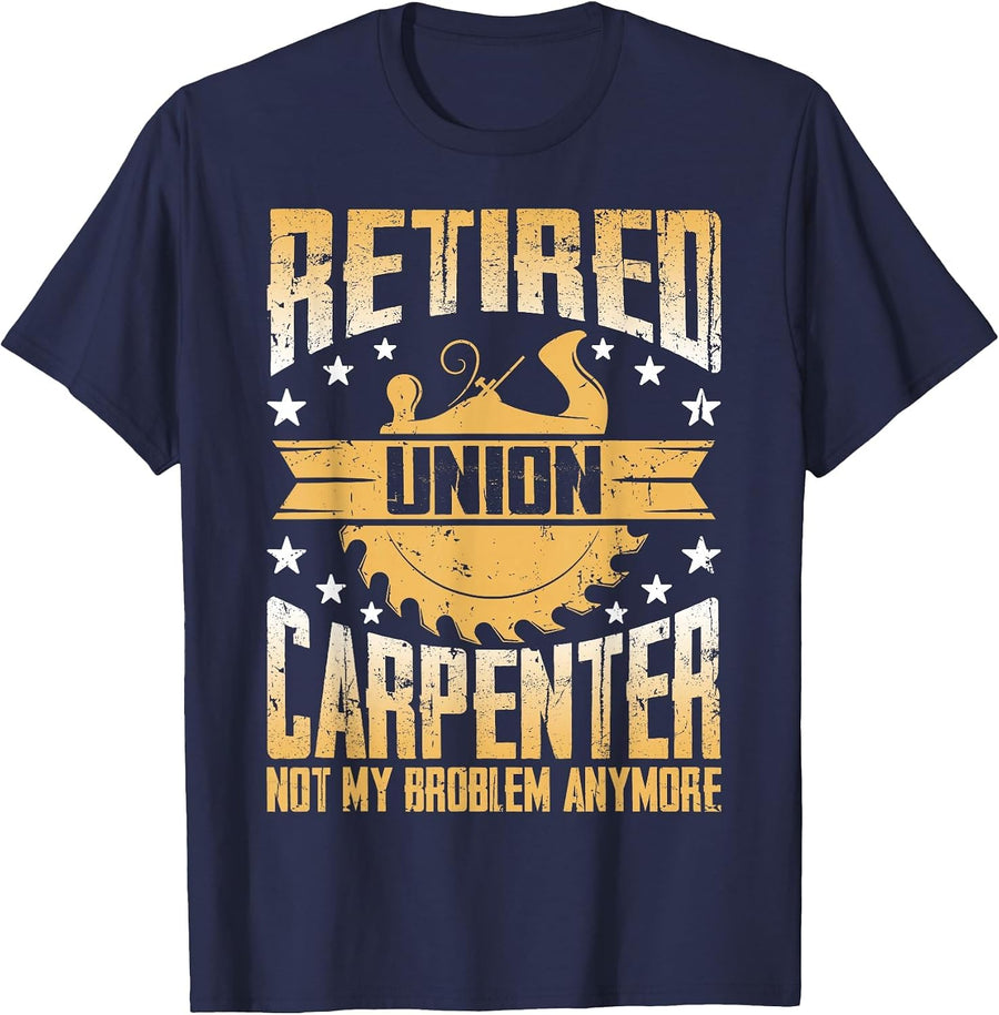 Retired Union Carpenter Shirt Union Carpenter Retirement T-Shirt - Navy Blue