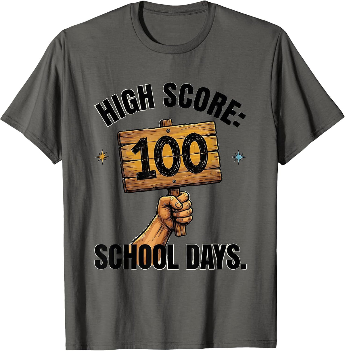 Men's High Score: 100 School Days Playful Gamer Milestone Boys T-Shirt - Asphalt Grey