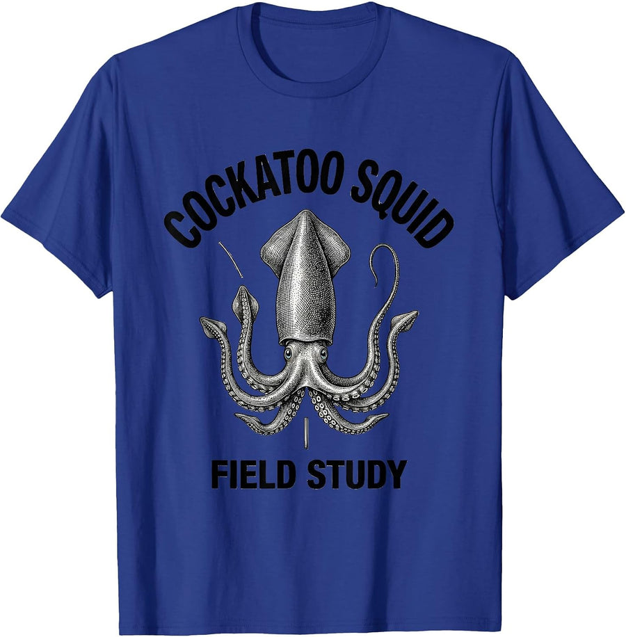 Cockatoo Squid Field Study Vintage Marine Biology Octopus T-Shirt - Royal Blue