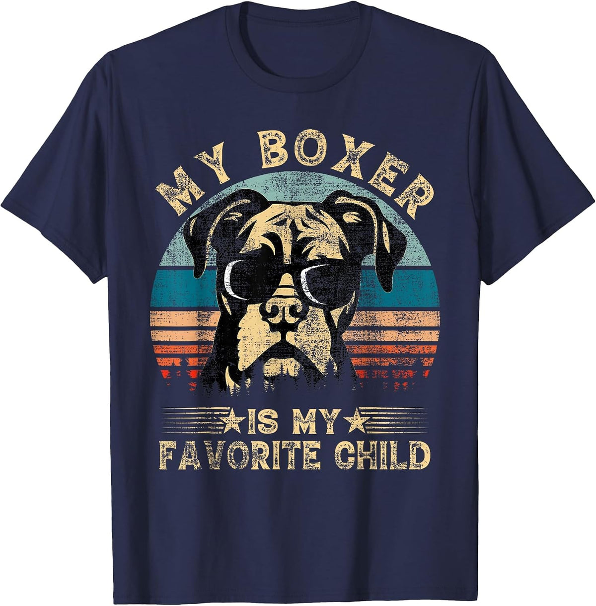 My Boxer Dog is My Favorite Child Funny Family Humor Mom Dad T-Shirt - Navy Blue